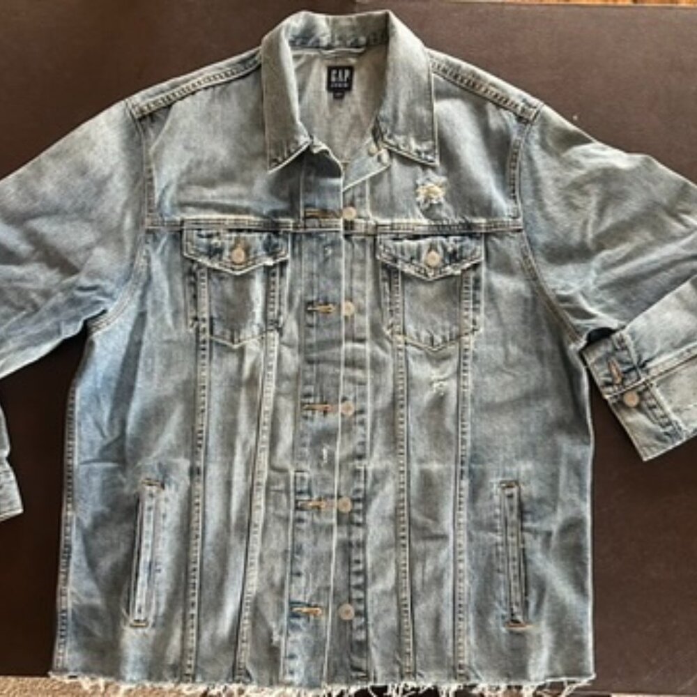 The Gap Long Oversized Denim Trucker - Size Large